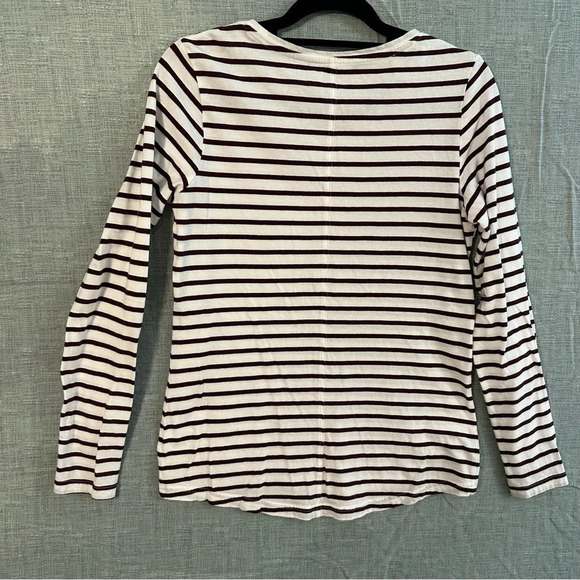 Women’s Duluth trading company long sleeve t shirt white with brown stripes - Picture 2 of 9